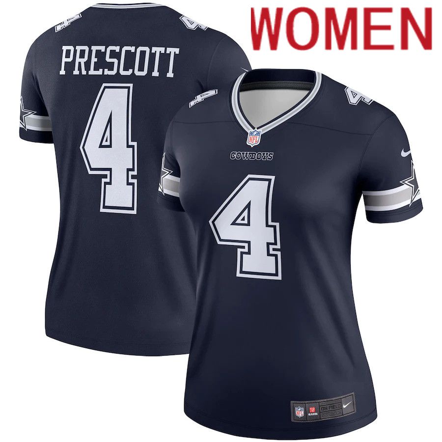 Women Dallas Cowboys 4 Dak Prescott Nike Navy Legend Player NFL Jersey